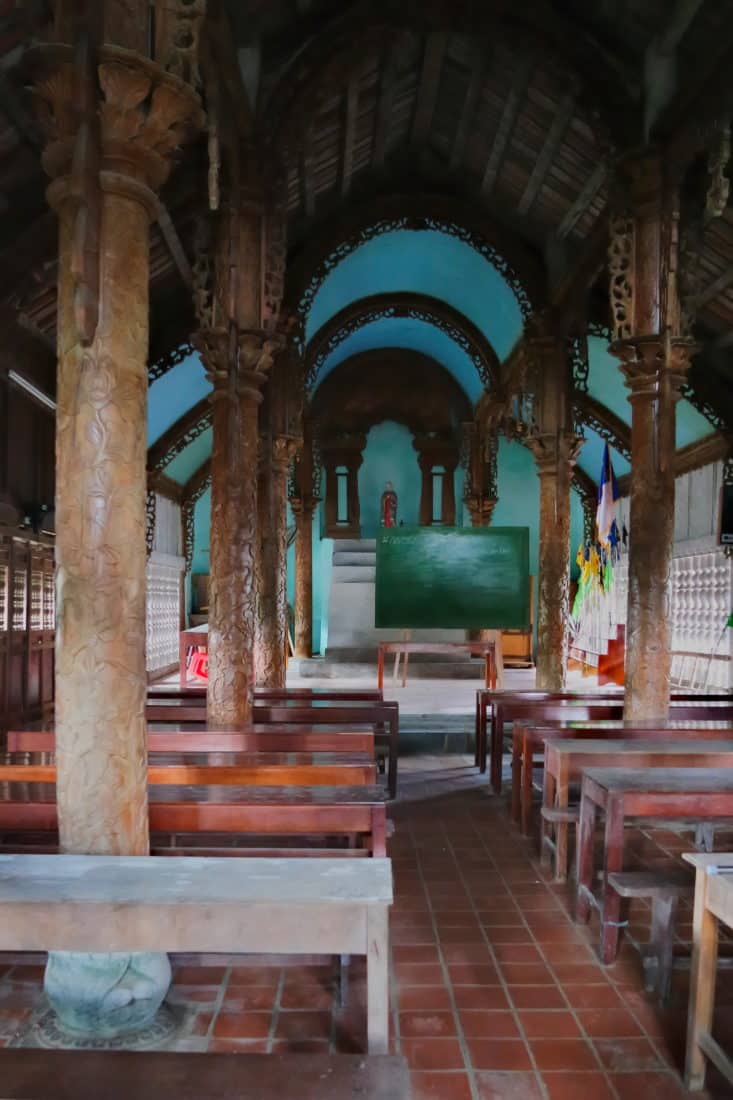 Inside a small chapel at Phat Diem cathedral 30km from Ninh Binh