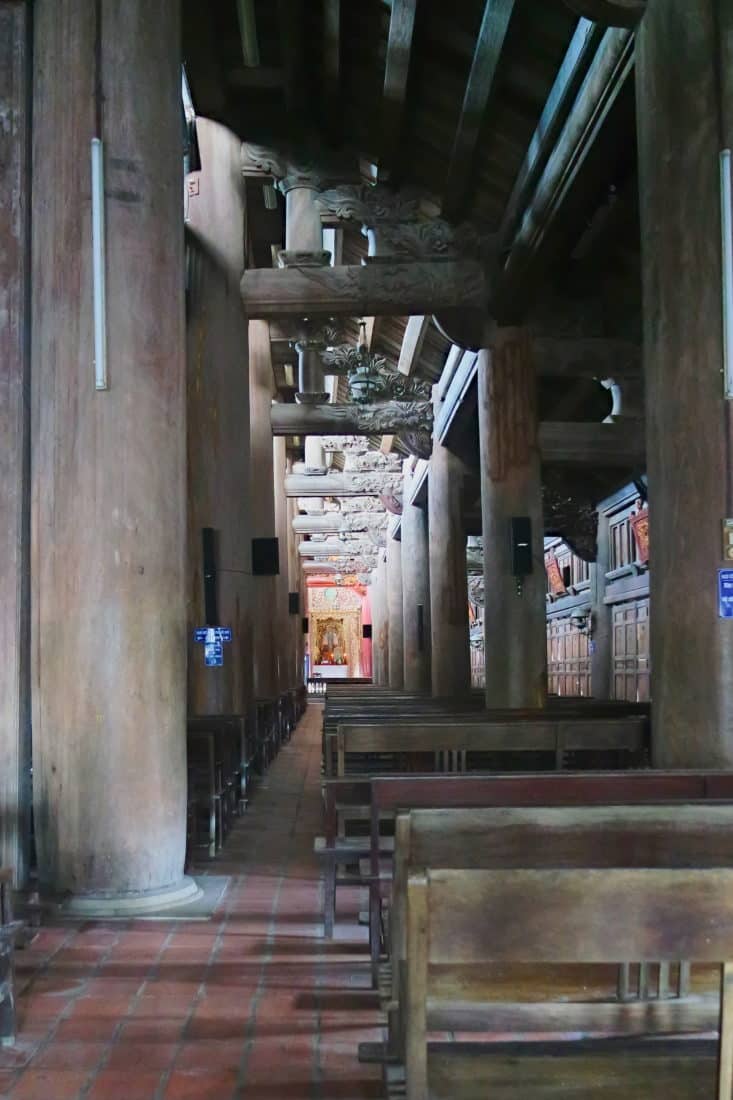 Inside a large chapel at Phat Diem Cathedral, a motorbike tour destination with Viet Tracks