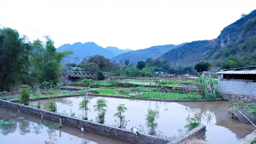 A small farming village in Hoa Binh, Vietnam