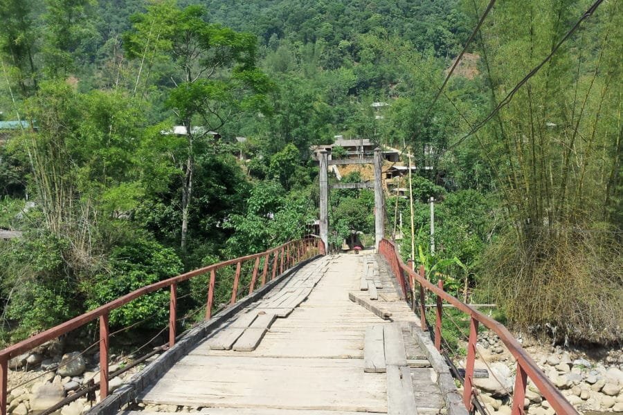 Wooden bridge in Yen bai province