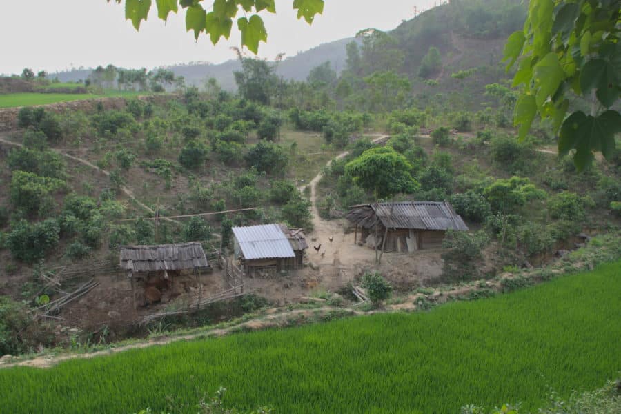 Poor shack in the hills of Yen Bai on a backroad