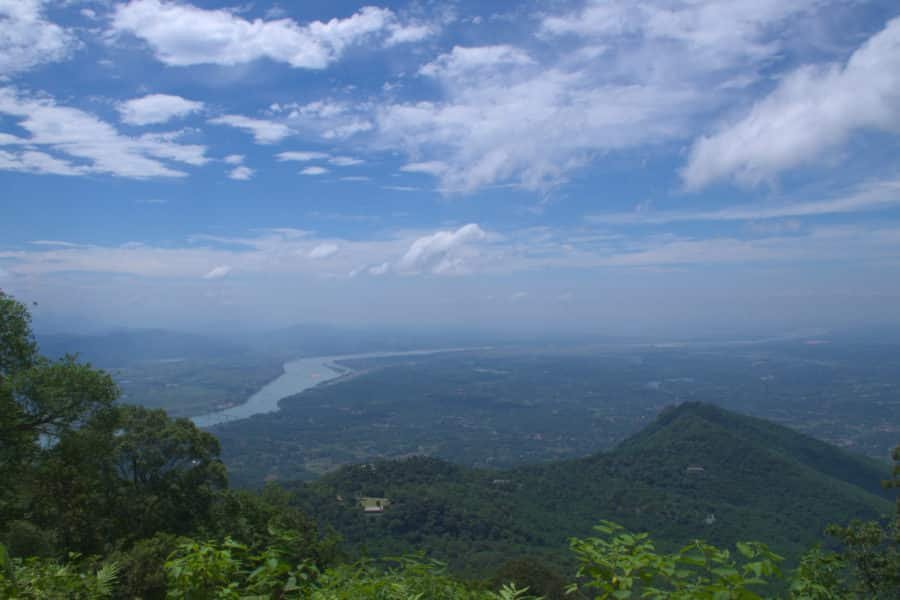 A vista of the Da river and countryside from Ba Vi Mountain on a clear day