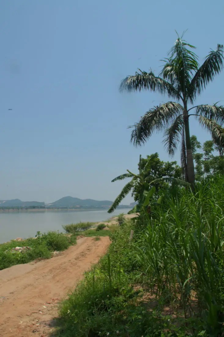 Road on the bank of Song Da for riding a motorbike tour at Ba Vi, north Vietnam