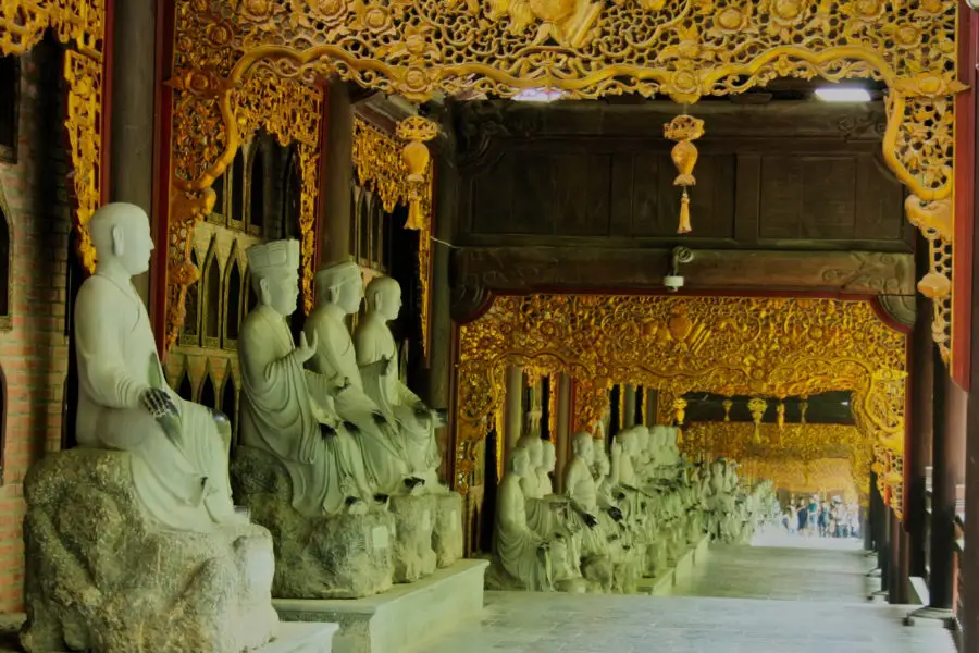 Some of the 500 Arhat statues in a corridoor at Bai Dinh, Ninh Binh