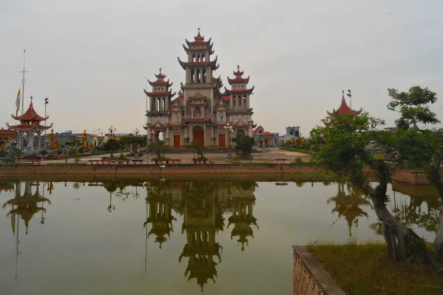 Catholic Cathedral in Nam Dinh on day 6 of a motorbike tour of Vietnam