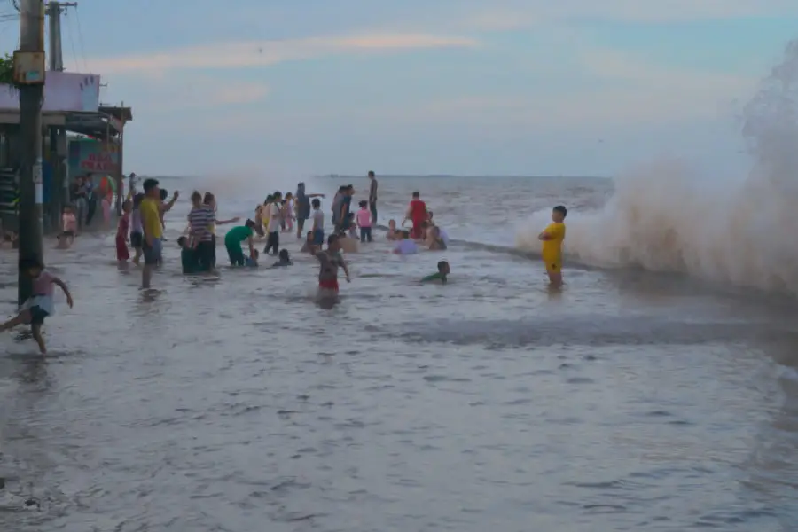 Nam Dinh locals swimming at king tide in northern Vietnam