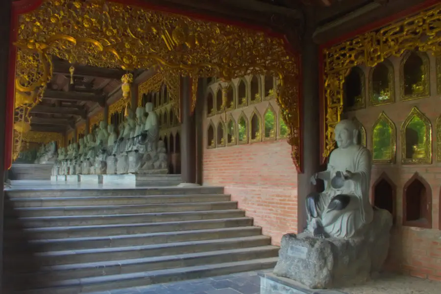 Arhat statues that line the sides of the Bai Dinh Pagoda complex