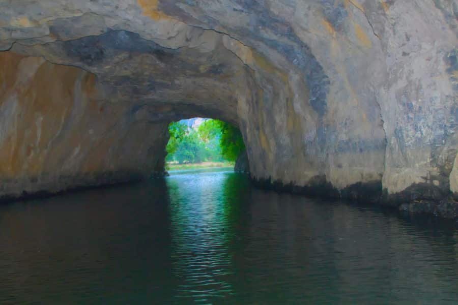 Inside a large cave on a boat tour of Trang An, Vietnam