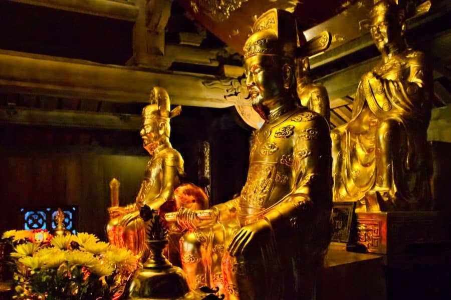 Golden Statues at Trinh Temple in Trang An, Ninh Binh, Vietnam