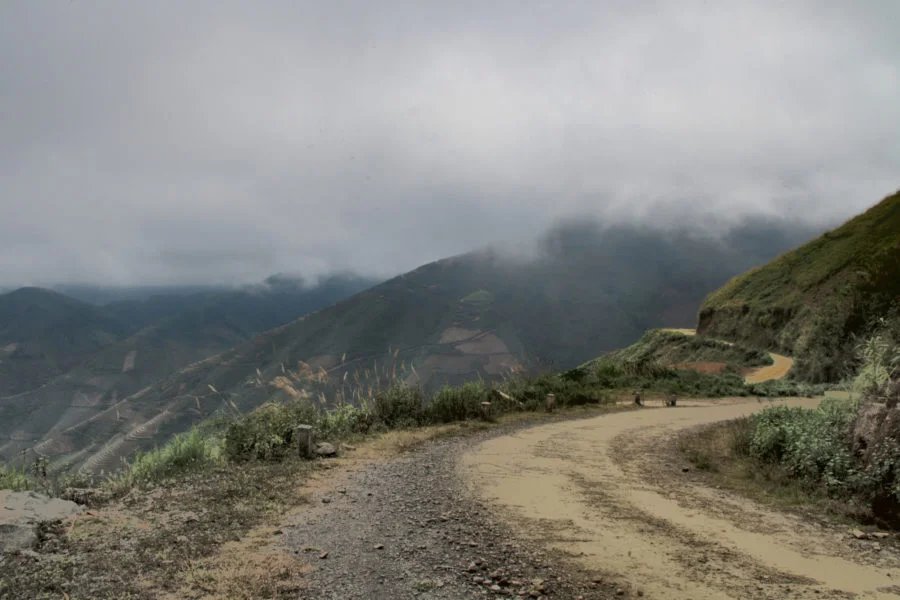 Great windy roads in the mountains of ta Xua on a motorbike tour of Vietnam
