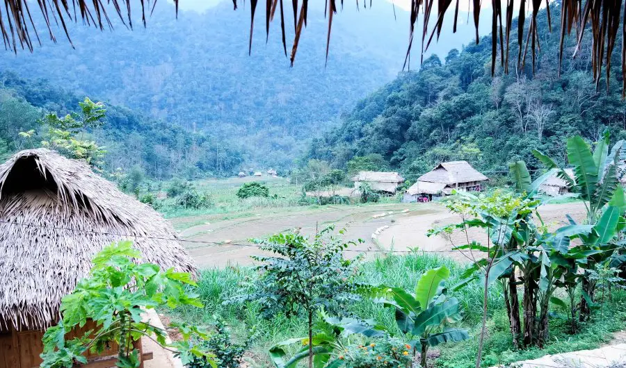 A view of Ban Hieu village from a homestay hut