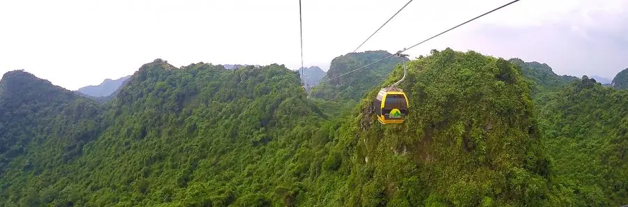A view from a cable car at Perfume Pagoda in Hanoi