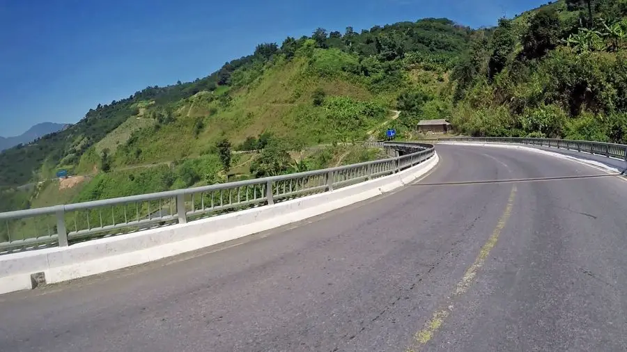 The new road on the Dien Bien side of Pha Din Pass in Vietnam