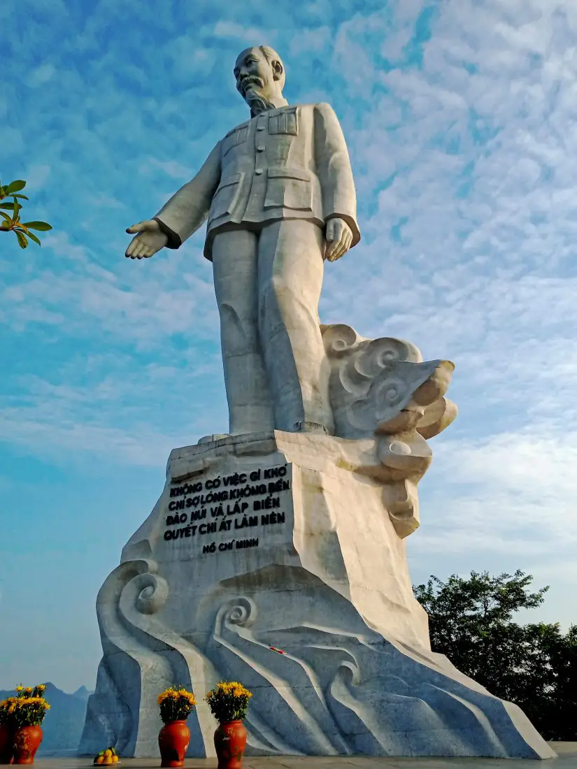 An 18m statue of Ho Chi Minh under blue skies